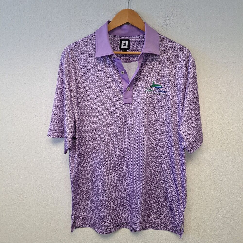 Footjoy FJ Golf Polo Rain Drop Designed Lake Havasu Golf Polo Purple Mens Sz M